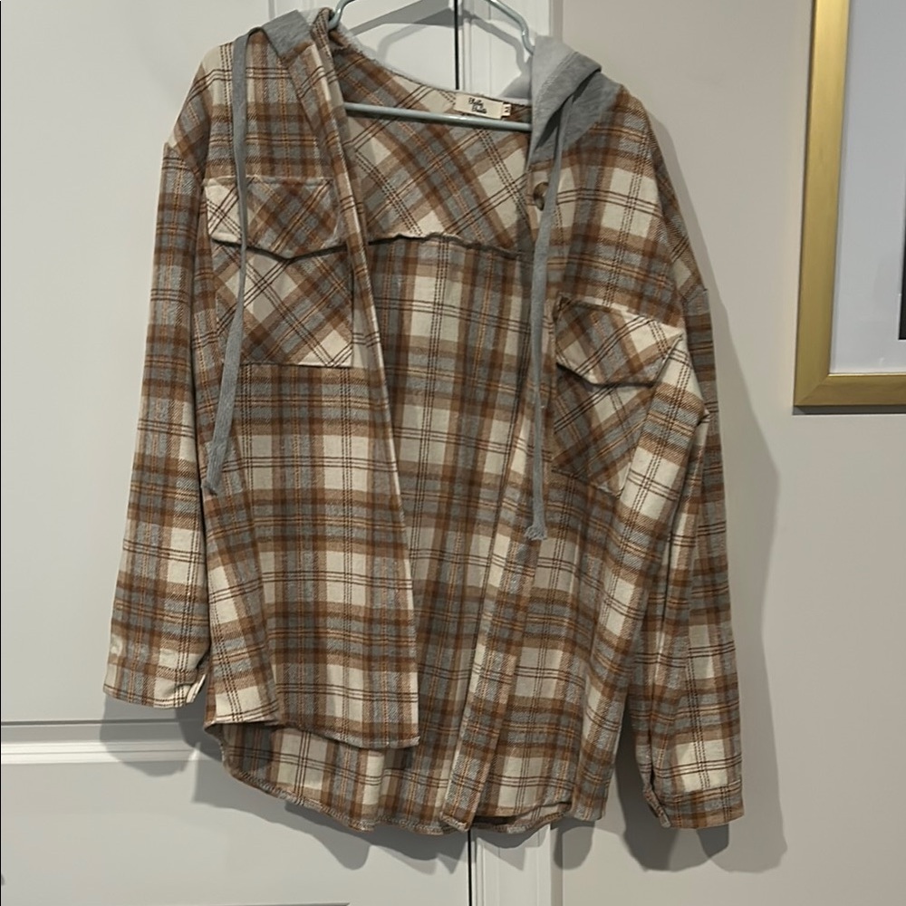 Blushing Brunette Plaid Hooded Jacket